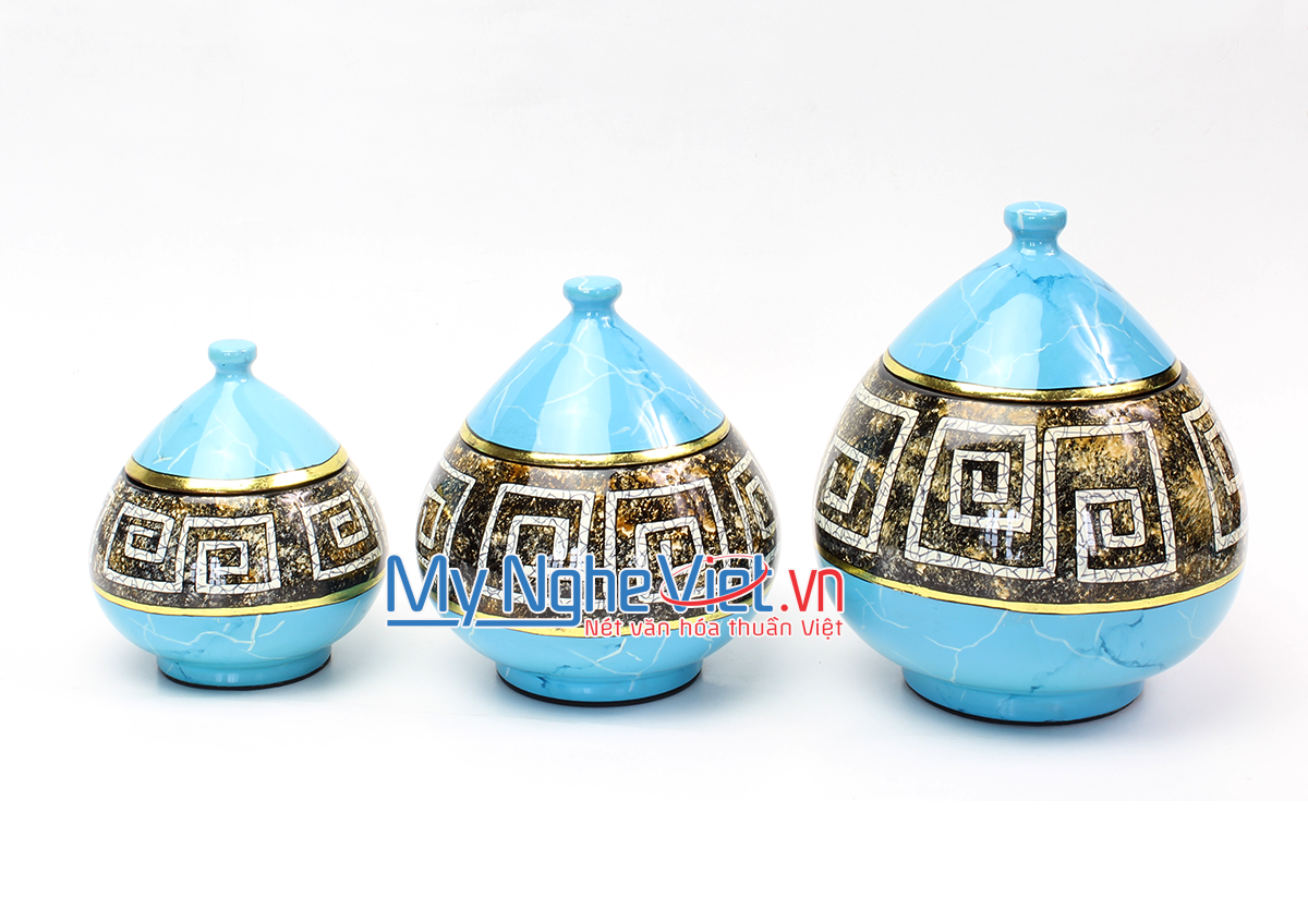 Triple of jar with blue pattern MNV-QT120/A