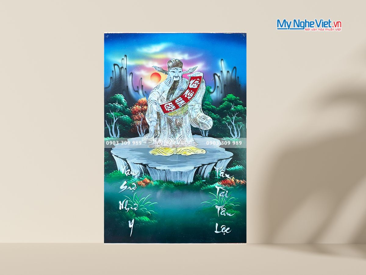 Lịch Sơn Mài Tân Niên Đại Cát Cẩn Ốc Nền Xanh