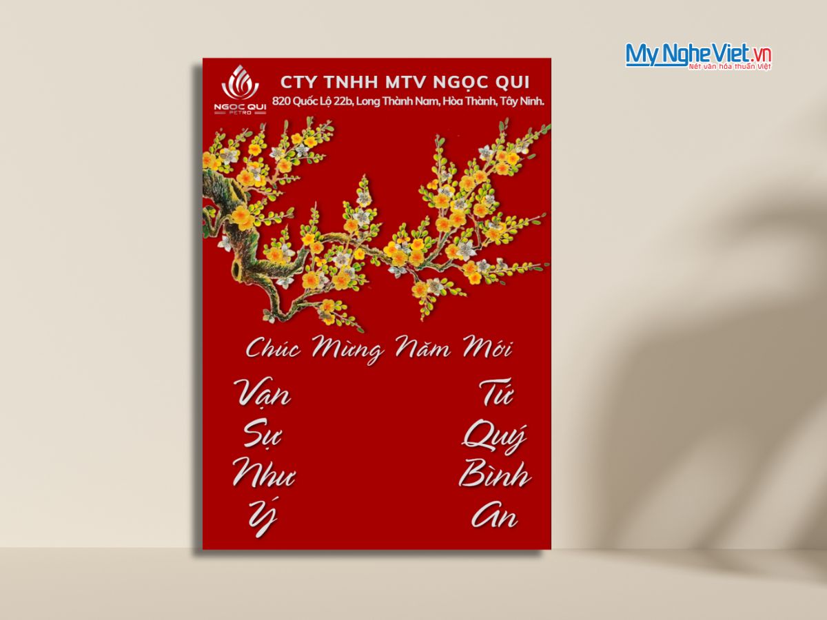 Lịch Sơn Mài Mai Vàng Đắp Nổi MNV-LSM4565