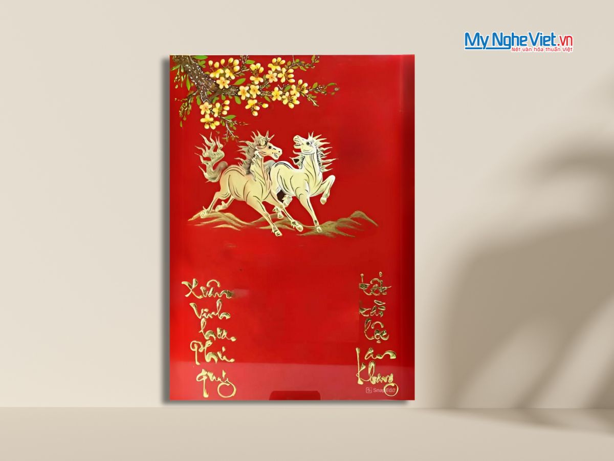 Lịch Sơn Mài Mã Đáo Thành Công Nền Đỏ