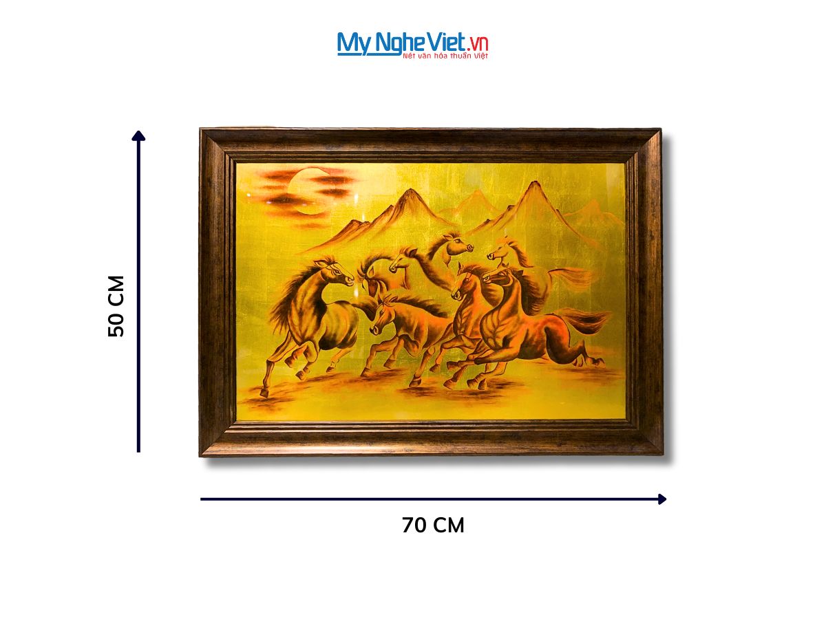 Tranh sơn mài mã đáo thành công dát vàng MNV-TSMDH8118