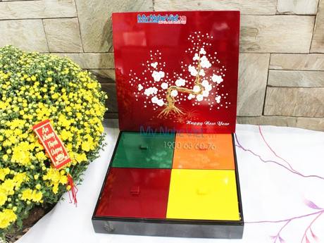 KHAY - HỘP ĐỰNG BÁNH MỨT SƠN MÀI CAO CẤP MNV-HM03