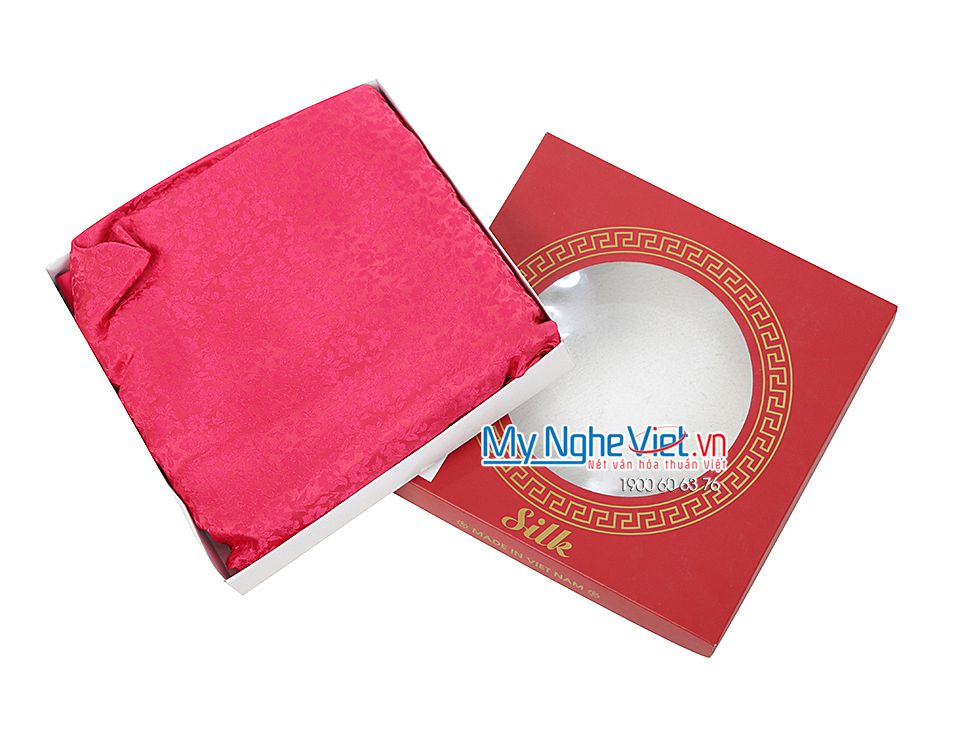 Lụa áo dài Hà Đông họa tiết hoa nền hồng sen MNV-LHD02