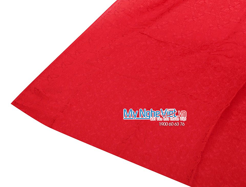 Lụa áo dài Hà Đông họa tiết hoa nền đỏ thắm MNV-LHD06